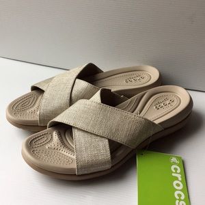 crocs capri shimmer women's slide sandals